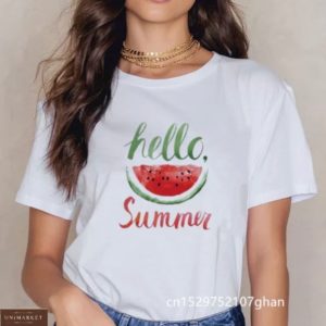 Замовити онлайн жіночу футболку з річним принтом білого кольору