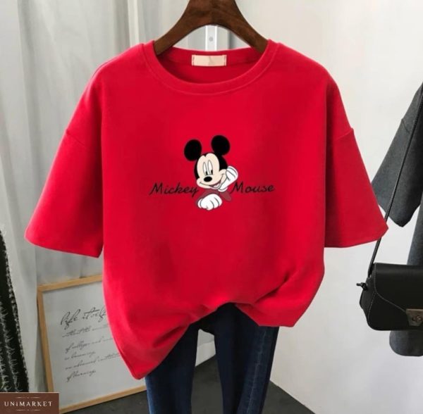 Приобрести красного цвета женскую футболку Mickey Mouse в интернете