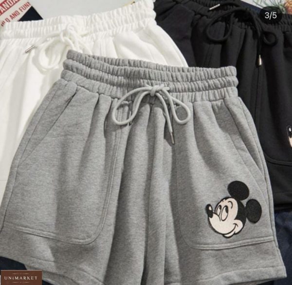 Заказать серые женские шорты с Микки Маусом онлайн