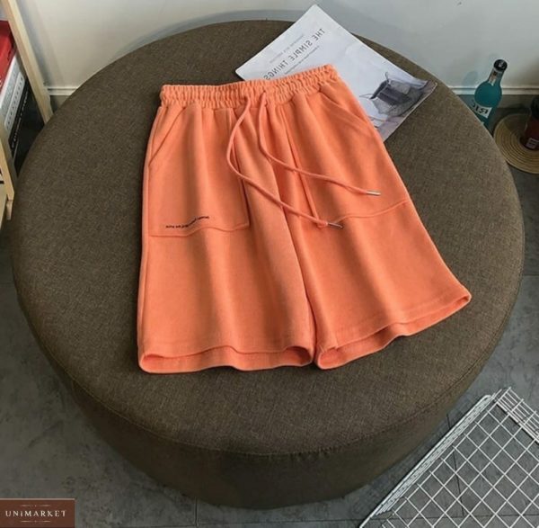 Приобрести онлайн оранж трикотажные шорты с карманами для женщин
