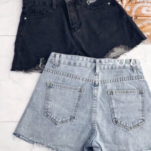 Приобрести черные, голубые шорты из джинса с надписью онлайн для женщин