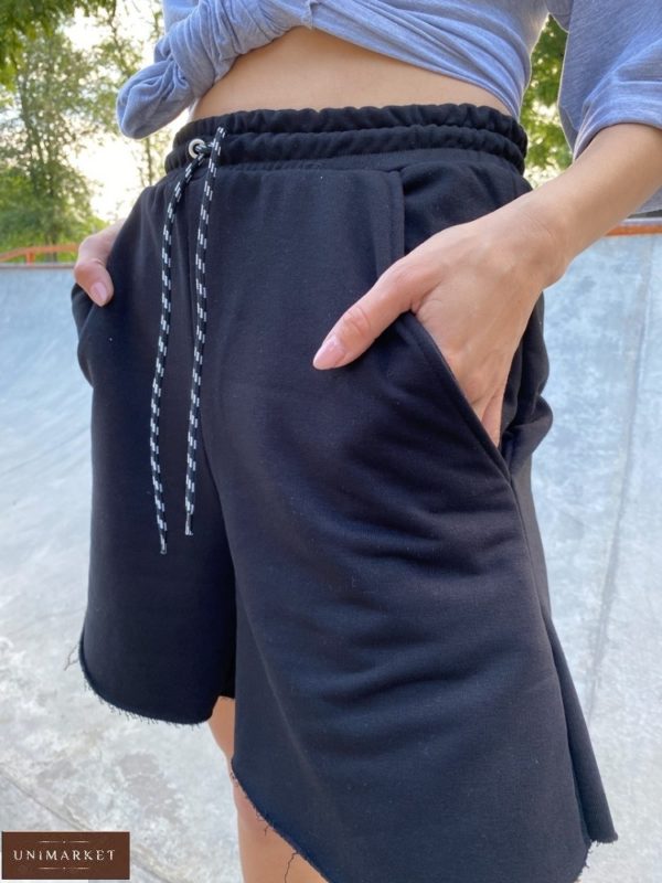 Купить онлайн черного цвета трикотажные шорты с необработанным краем для женщин
