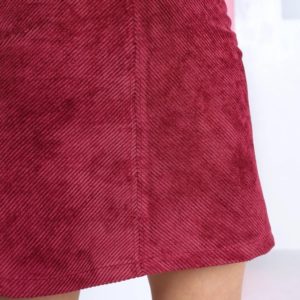 Купити бордову жіночу вельветову спідницю міні з поясом в інтернеті