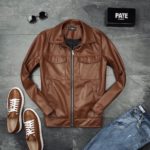 заказать мужскую кожаную куртку коричневого цвета онлайн недорого