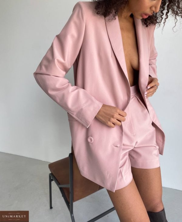 замовити річний жіночий костюм піджак + шорти пудровий за вигідною ціною в онлайн магазині Unimarket