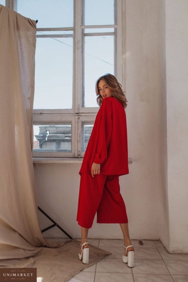 придбати червоний жіночий прогулянковий костюм з піджаком за низькою вартістю