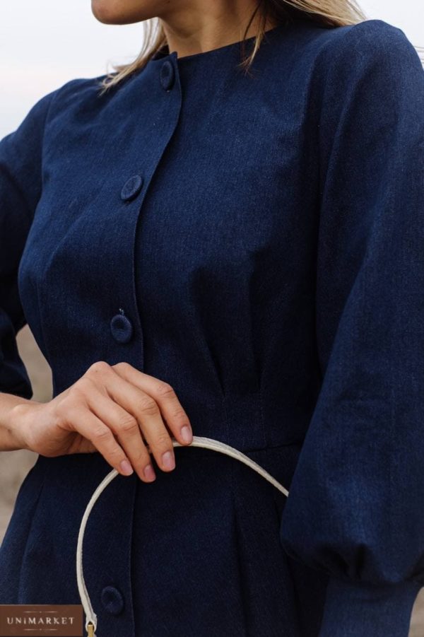 купити міні плаття синього кольору на ґудзиках недорого в інтернет магазині Unimarket