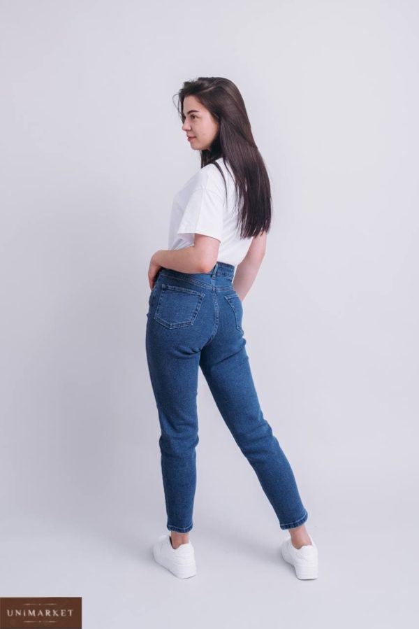заказать джинсы МОМ синего цвета недорого с быстрой доставкой