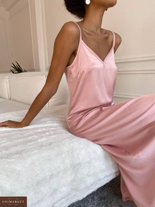 купить шелковое платье комбинацию в розовом свете