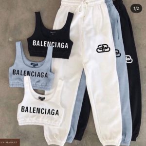 Замовити блакитний, білий, чорний костюм Balenciaga з топом для жінок онлайн