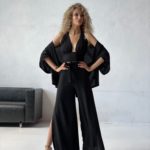 Купити онлайн жіночий брючний костюм з кофтою кімоно і топом (розмір 42-52) для жінок