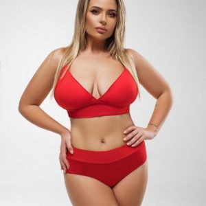 Купить онлайн красного цвета поддерживающий раздельный купальник (размер 48-58) для женщин