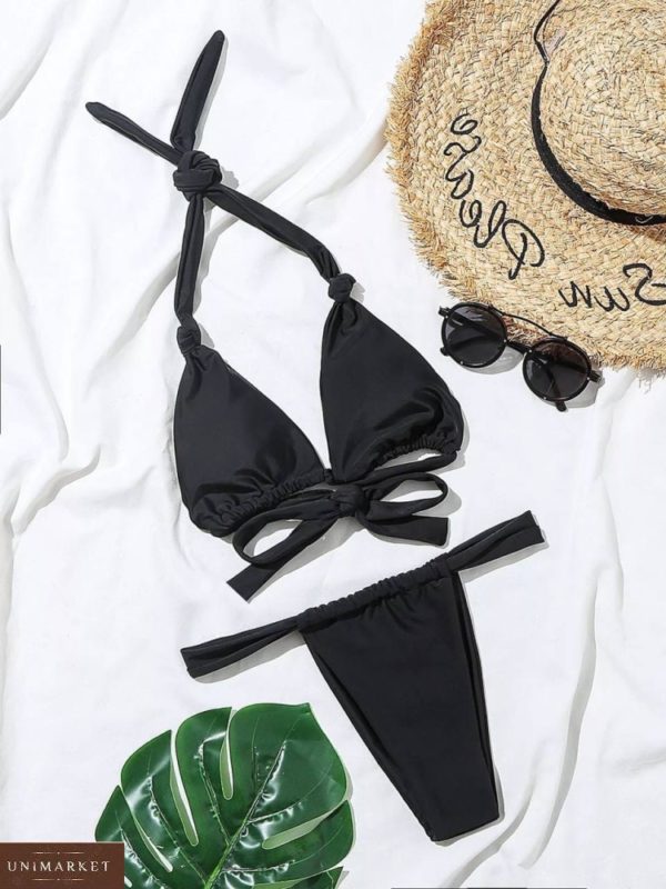 Замовити онлайн чорного кольору жіночий роздільний купальник з регулюванням