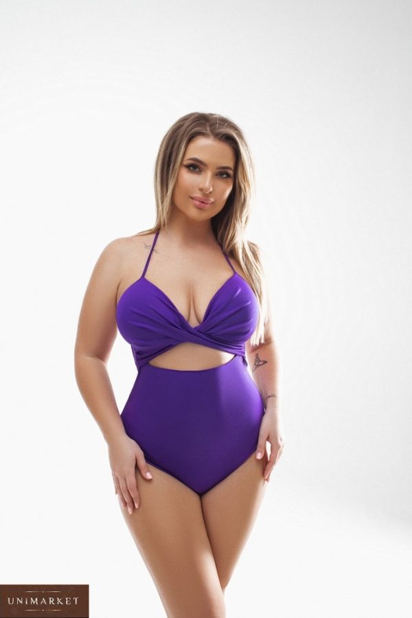 Приобрести женский онлайн цельный купальник с твердой чашкой (размер 42-58) фиолетовый