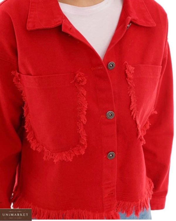 Заказать красного цвета весеннюю куртку с необработанными краями для женщин онлайн