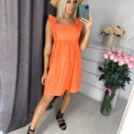 Купить оранжевое женское летнее платье с рюшами (размер 42-48) в Украине