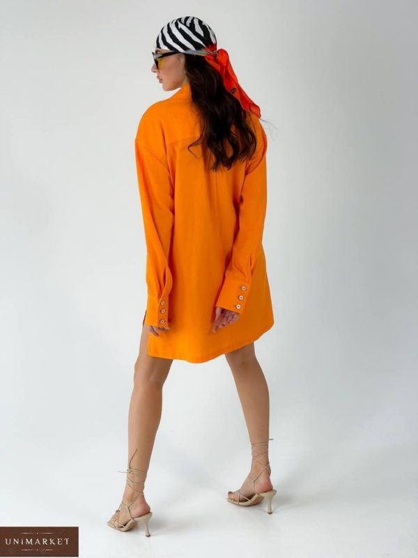 Замовити помаранчеве жіноче плаття-сорочка оверсайз (розмір 42-50) по знижці