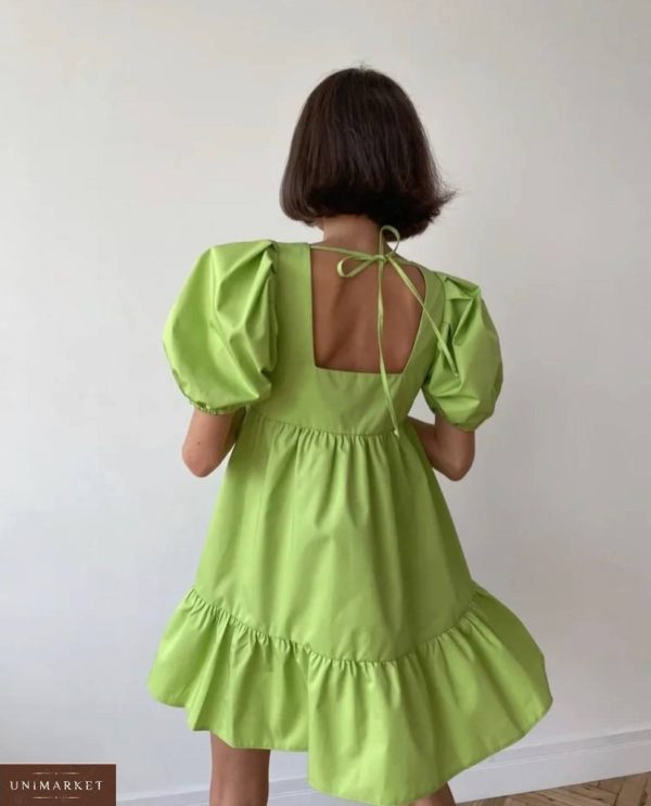 Заказать в интернете женское платье с квадратной открытой спиной салатового цвета