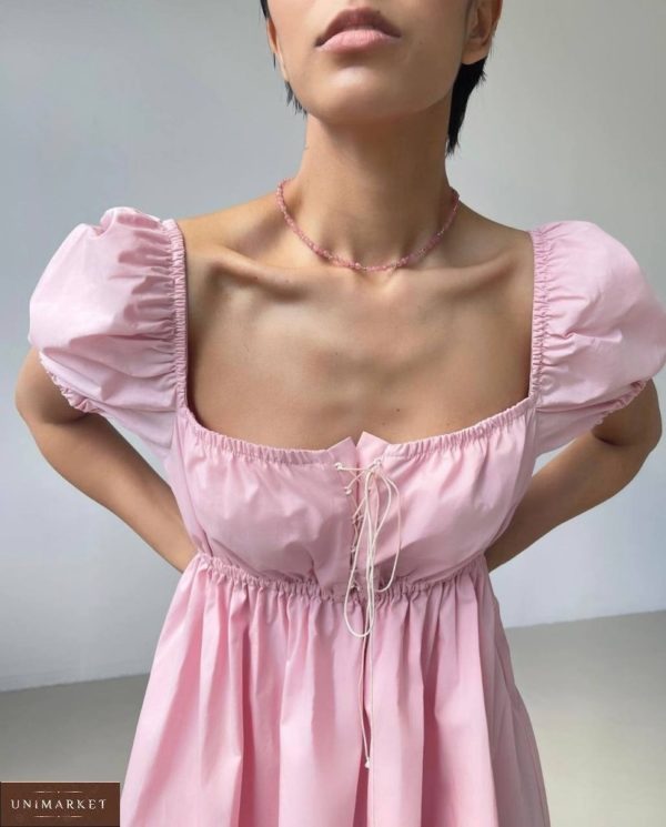 Приобрести пудра женское летнее платье со шнуровкой на груди в интернете