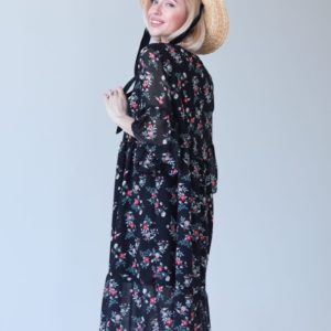 Приобрести онлайн черное свободное платье из шифона (размер 42-52) для женщин