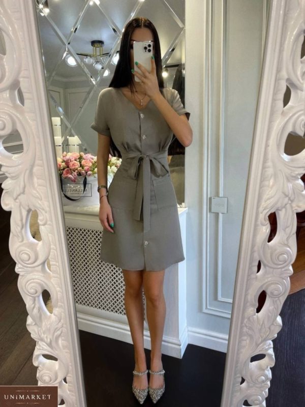 Приобрести капучино женское приталенное платье-рубашку мини онлайн