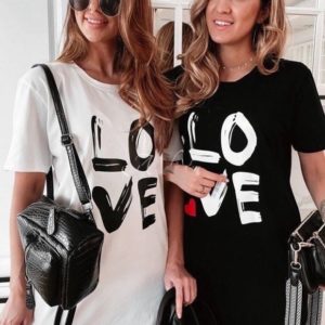 Купити чорне жіноче бавовняне плаття Love (розмір 42-48) онлайн