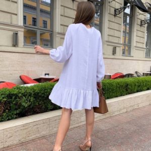 Купити біле жіноче вільне плаття з мусліну на літо в Україні
