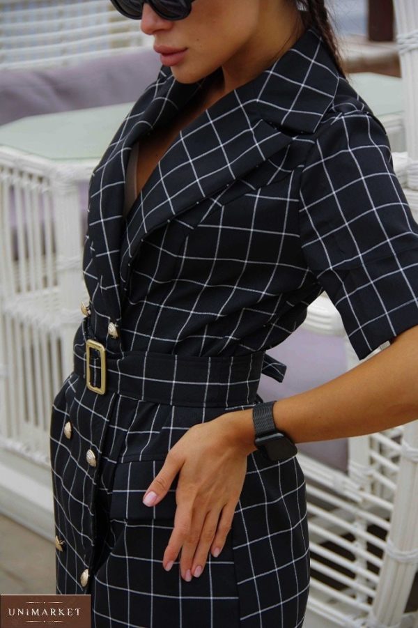 Купить онлайн черное платье-пиджак в клетку (размер 42-48) для женщин