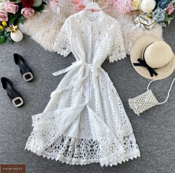 Придбати біле жіноче мереживне плаття-сорочку в Україні