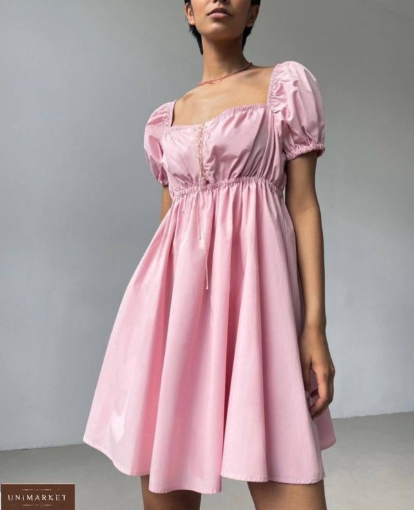 Купить онлайн пудра женское летнее платье со шнуровкой на груди