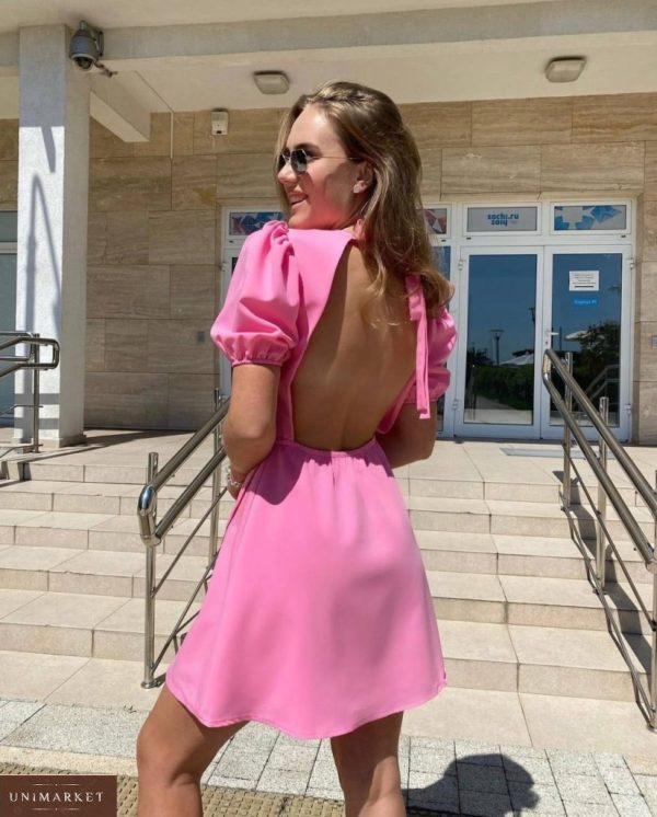 Заказать в интернете женское платье на завязке с открытой спиной розового цвета