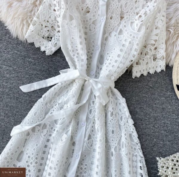 Купити зі знижкою біле мереживне плаття-сорочку для жінок
