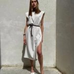Придбати біле плаття міді з подплечниками в інтернеті для жінок