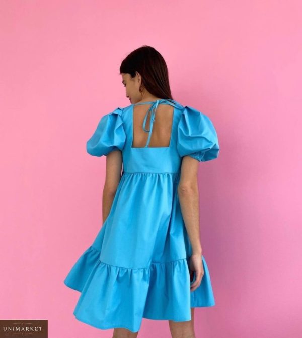 Замовити блакитне жіноче плаття з квадратної відкритою спиною вигідно