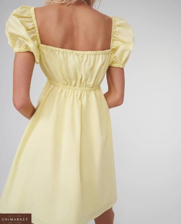 Купить нежно желтое летнее платье со шнуровкой на груди в интернете для женщин