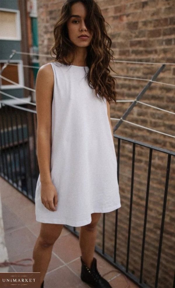 Купити сарафан білого кольору з відкритою спиною для жінок онлайн