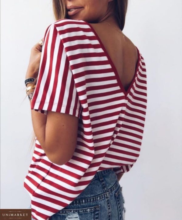 Придбати за знижку червону двосторонню футболку оверсайз з вирізом для жінок