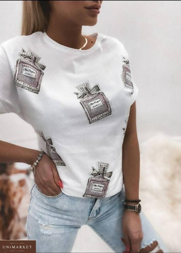 Заказать белую женскую футболку с духами Dior недорого