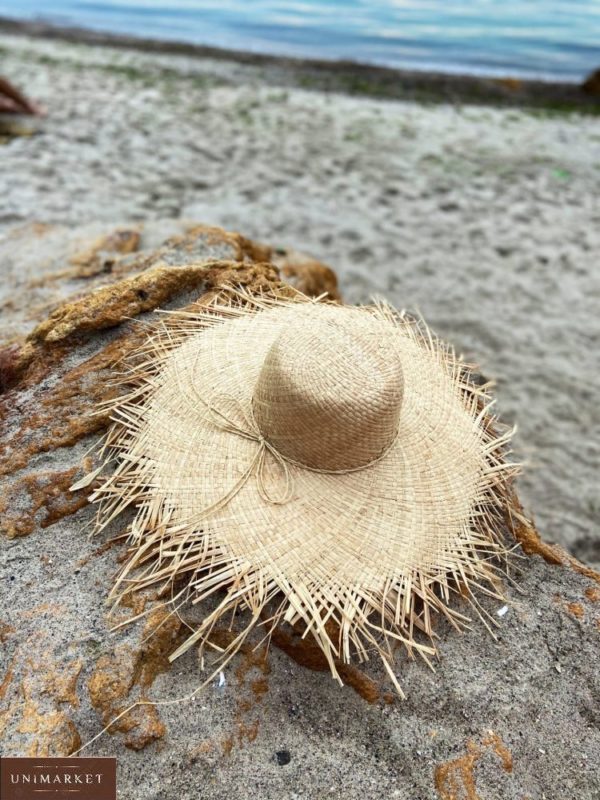 Купити вигідно жіночий солом'яний плетений капелюх бежевий