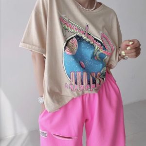Приобрести дешево розовые женские шорты оверсайз из двухнити