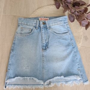 Замовити жіночу блакитну джинсову спідницю міні з необробленим краєм в інтернеті
