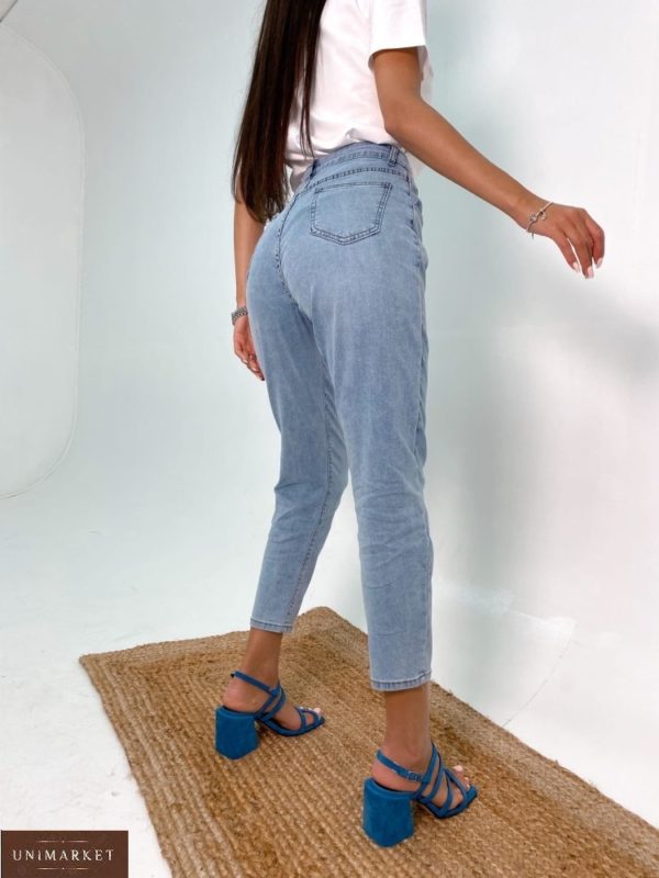 Заказать женские голубые летние тонкие джинсы Мом в интернете