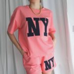 Купить розовый женский летний костюм с шортами NY по скидке