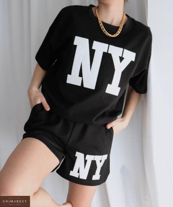 Купит черный женский летний костюм с шортами NY онлайн