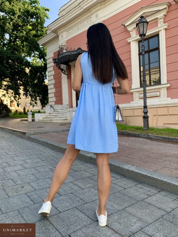 нежно голубое летнее платье с в-вырезом по доступной цене в Украине