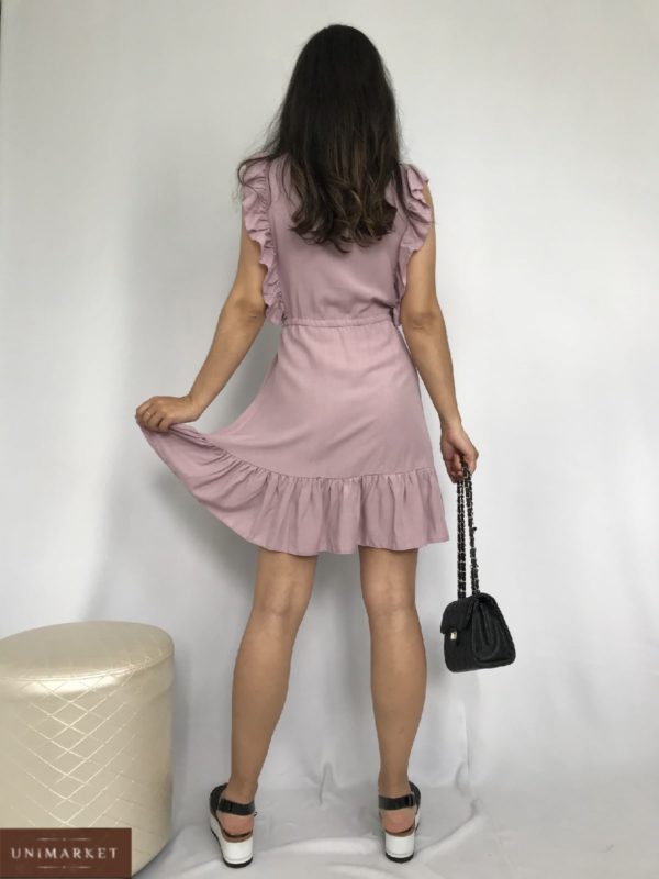 купити жіноче плаття з штапеля пудровий кольору за вигідною ціною онлайн