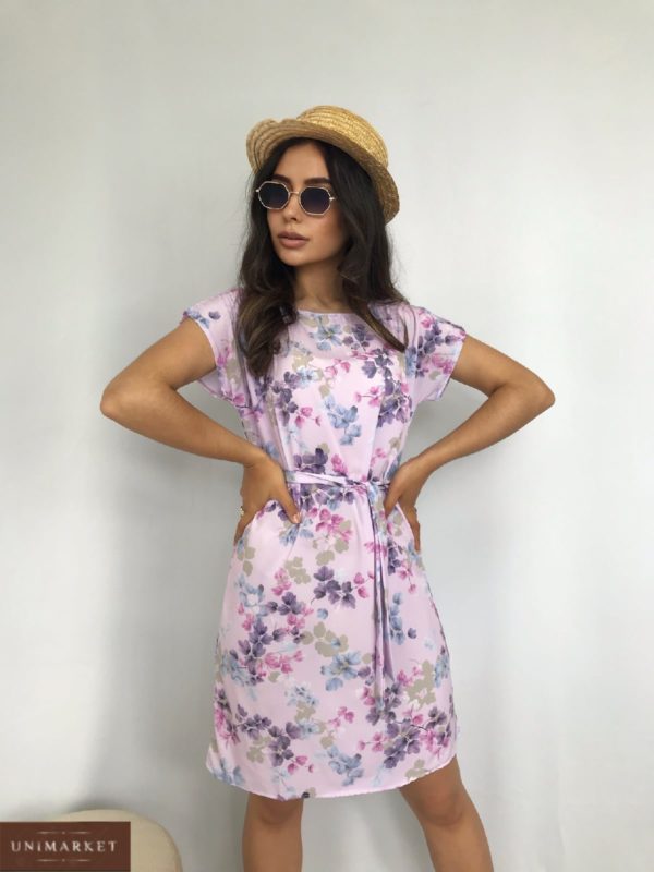 летнее женское платье нежно розового цвета из ткани софт по выгодной цене в онлайн магазине Unimarket
