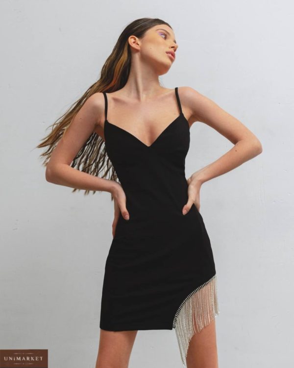 приобрести мини платье чёрное с декольте по выгодной стоимости онлайн