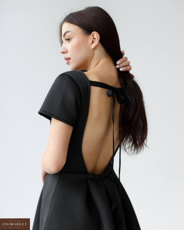 купить летнее платье с открытой спиной черного цвета недорого с быстрой доставкой