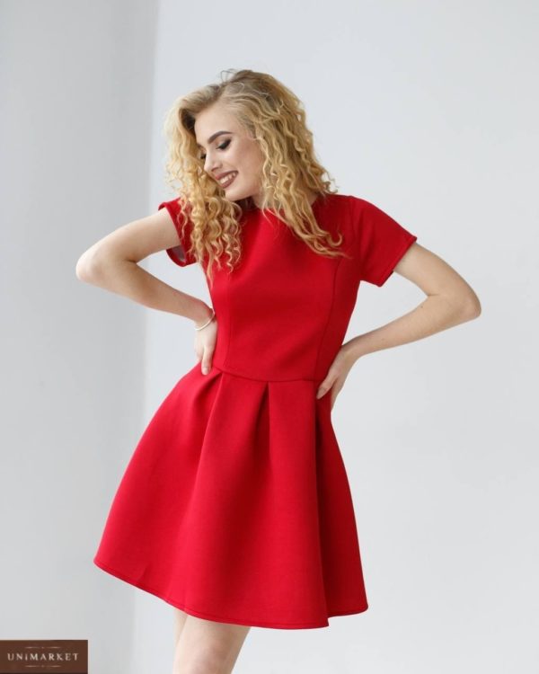 прогулянкове плаття зі спідницею і відкритою спиною червоного кольору за найкращою ціною в магазині Unimarket